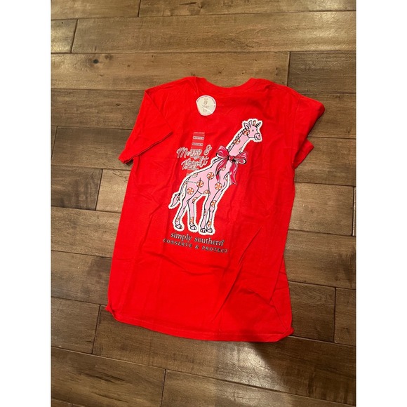 Simply Southern Red Giraffe Graphic T Shirt Women's Size Medium Conserve Protect - Picture 4 of 4
